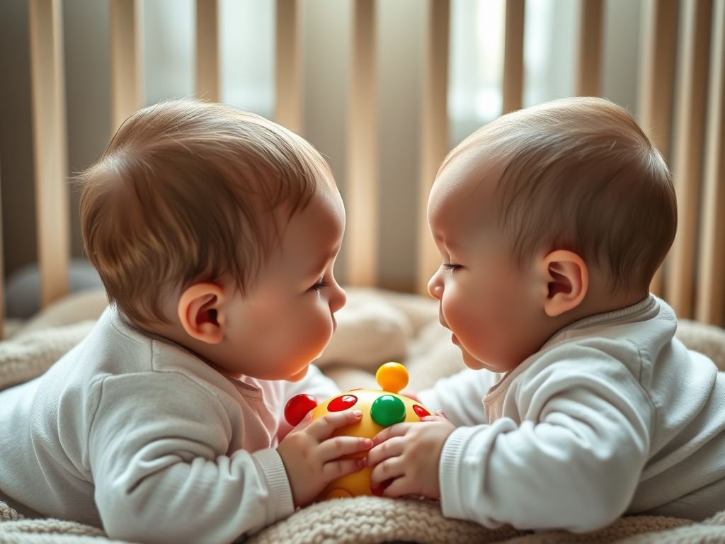 Mellizos jugando cara a cara