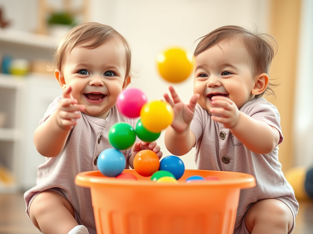 Mellizos bailando al compás de la música